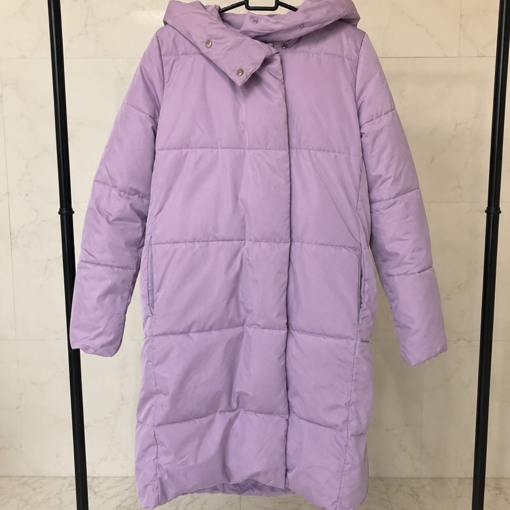 Women's Lilac Puffer Coat with Hood